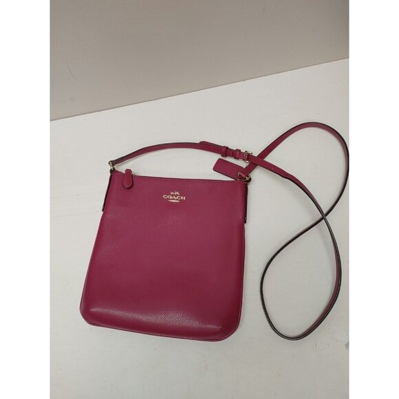 Coach Handbags - Coach Womens Pink Pebbled Leather Adjustable Strap Zipper Crossbody Bag
